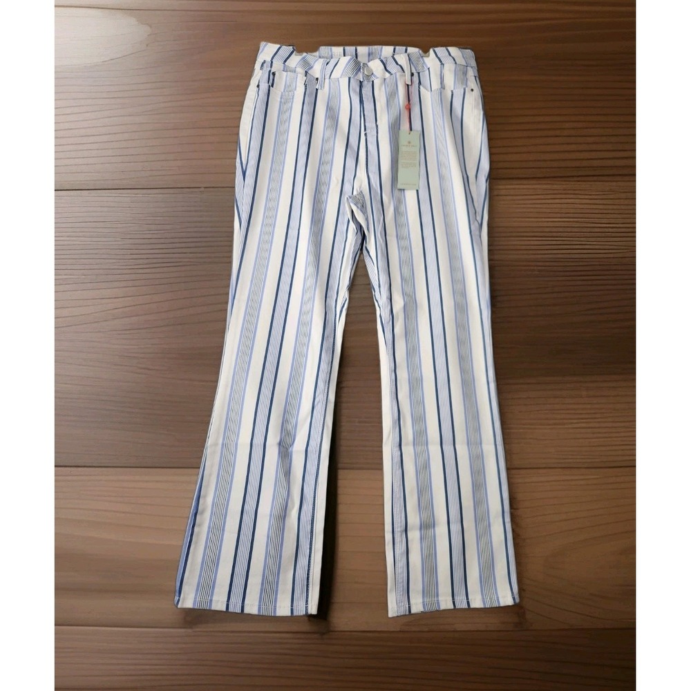 NWOT Laurie Felt Power Silky Denim Striped Baby Bell Pull-On Jeans Blue White